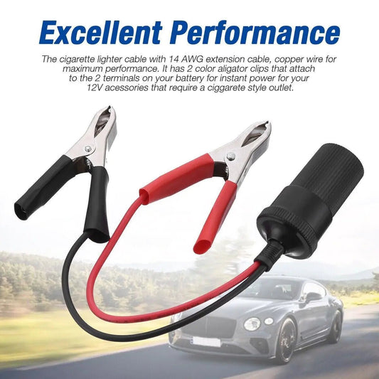 2PCS Car Battery Alligator Clamp Clip Cigarette Lighter Power Adapter Socket 12V - White Moon
