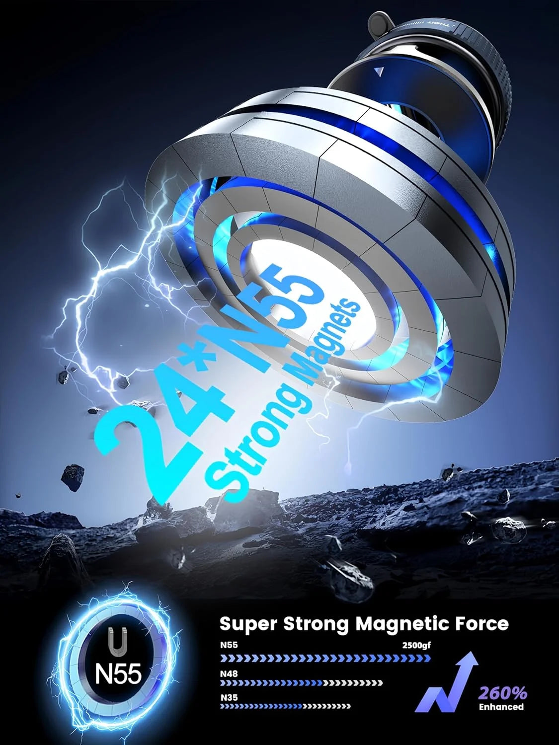 Upgraded 360° Vacuum Magnetic Phone Holder, Magnetic Car Phone Mount, Hands-Free Suction Cup Phone Holder for Car/Gym/Mirror/Shower, Car Mount Compatible with Iphone 16 Pro Max/Android