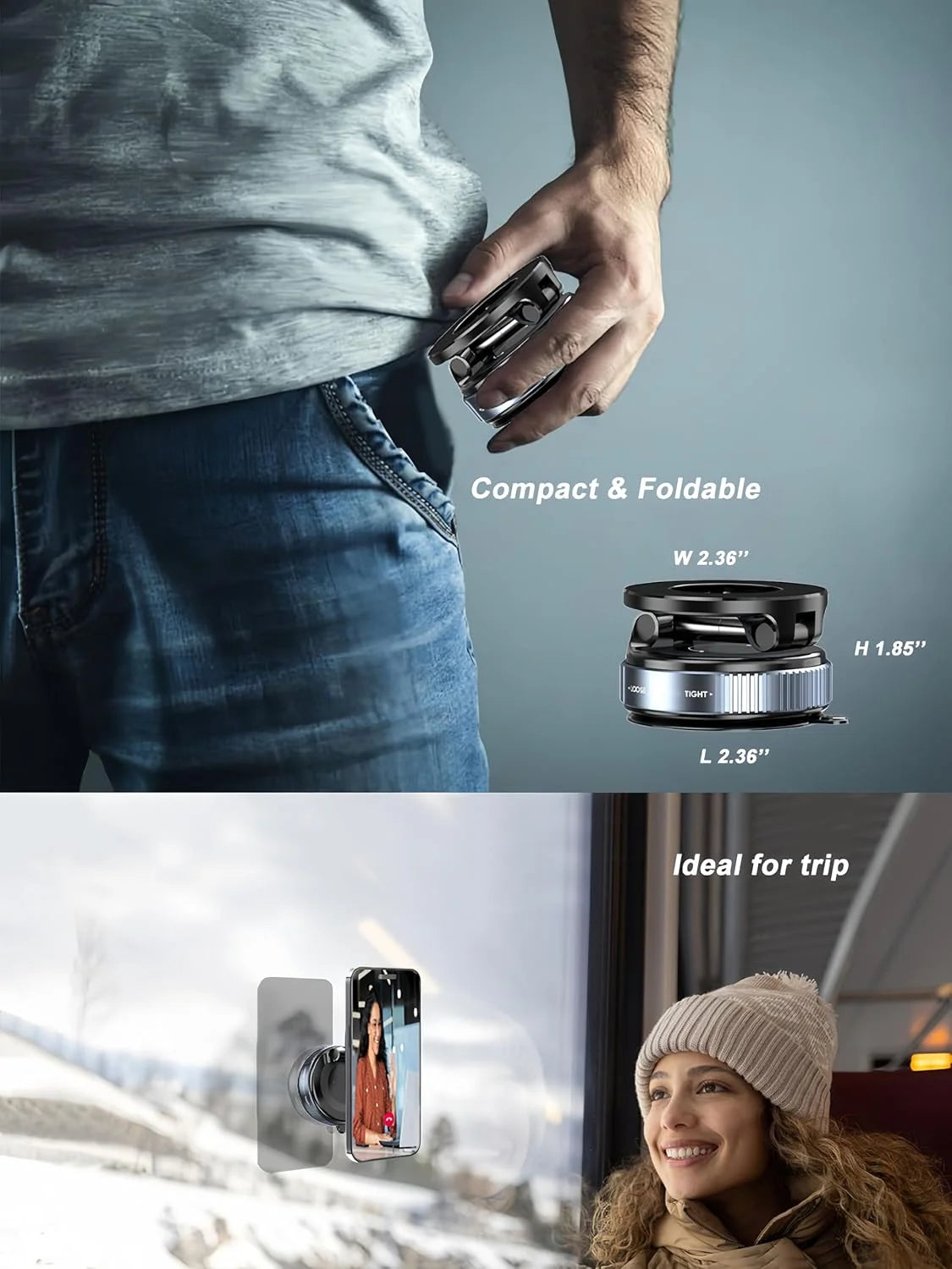 Upgraded 360° Vacuum Magnetic Phone Holder, Magnetic Car Phone Mount, Hands-Free Suction Cup Phone Holder for Car/Gym/Mirror/Shower, Car Mount Compatible with Iphone 16 Pro Max/Android